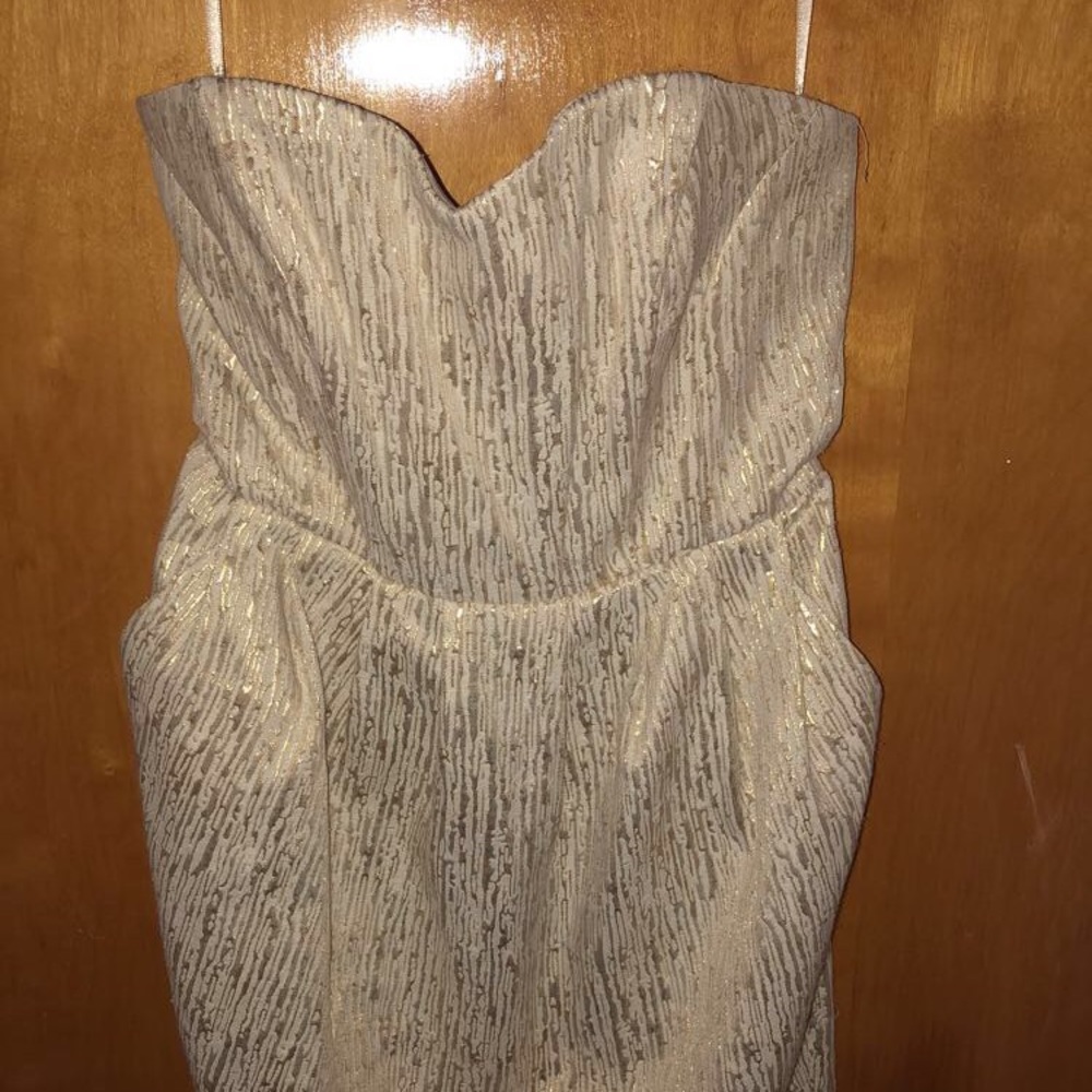 H&M strapless gold dress